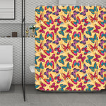 Retro Colorful Butterfly Pattern Print Polyester Shower Curtain