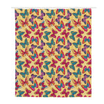 Retro Colorful Butterfly Pattern Print Polyester Shower Curtain