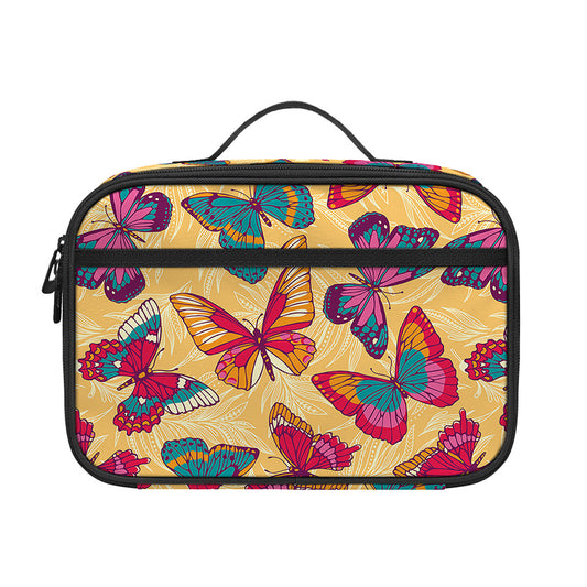 Retro Colorful Butterfly Pattern Print Portable Lunch Bag