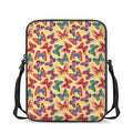 Retro Colorful Butterfly Pattern Print Rectangular Crossbody Bag