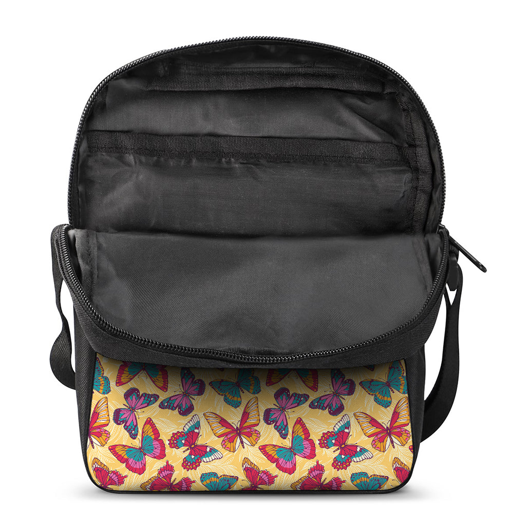 Retro Colorful Butterfly Pattern Print Rectangular Crossbody Bag