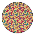 Retro Colorful Butterfly Pattern Print Round Floor Mat