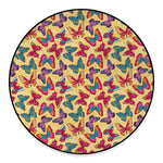 Retro Colorful Butterfly Pattern Print Round Floor Mat