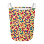 Retro Colorful Butterfly Pattern Print Round Laundry Basket