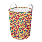 Retro Colorful Butterfly Pattern Print Round Laundry Basket
