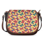 Retro Colorful Butterfly Pattern Print Saddle Bag