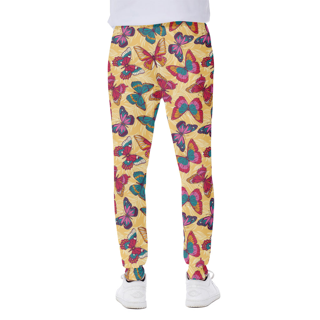 Retro Colorful Butterfly Pattern Print Scuba Joggers