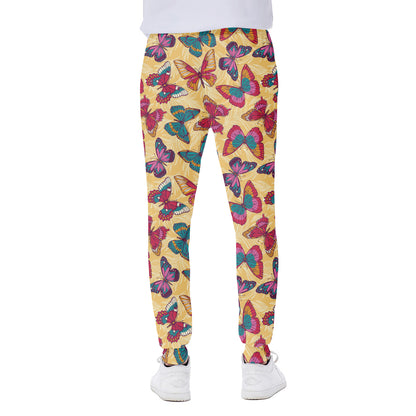 Retro Colorful Butterfly Pattern Print Scuba Joggers