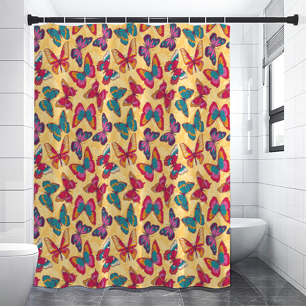 Retro Colorful Butterfly Pattern Print Shower Curtain