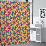 Retro Colorful Butterfly Pattern Print Shower Curtain