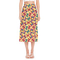 Retro Colorful Butterfly Pattern Print Side Slit Midi Skirt