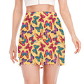 Retro Colorful Butterfly Pattern Print Side Slit Mini Skirt