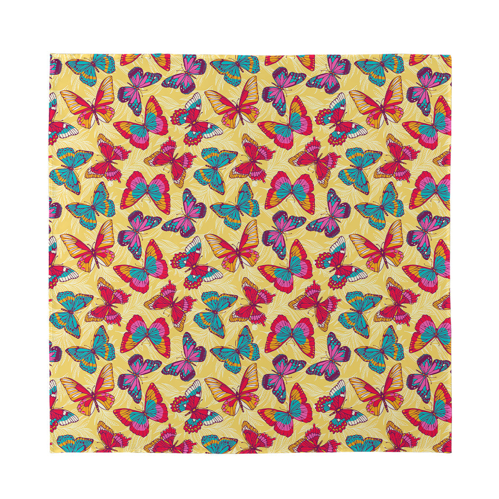 Retro Colorful Butterfly Pattern Print Silk Bandana