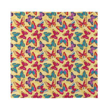 Retro Colorful Butterfly Pattern Print Silk Bandana