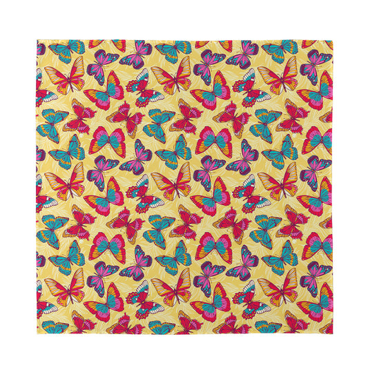 Retro Colorful Butterfly Pattern Print Silk Bandana