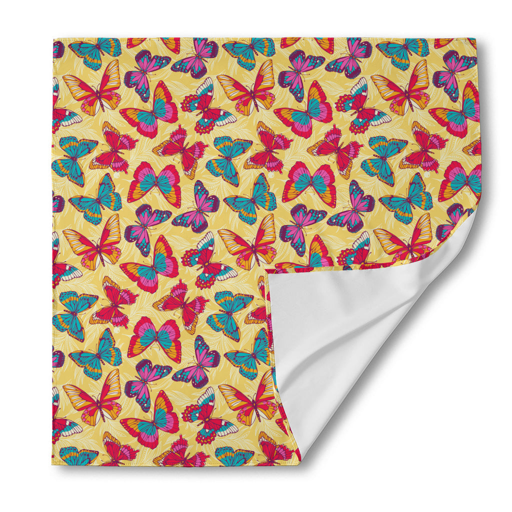 Retro Colorful Butterfly Pattern Print Silk Bandana