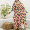 Retro Colorful Butterfly Pattern Print Silk V-Neck Kaftan Dress