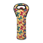 Retro Colorful Butterfly Pattern Print Single Neoprene Wine Tote