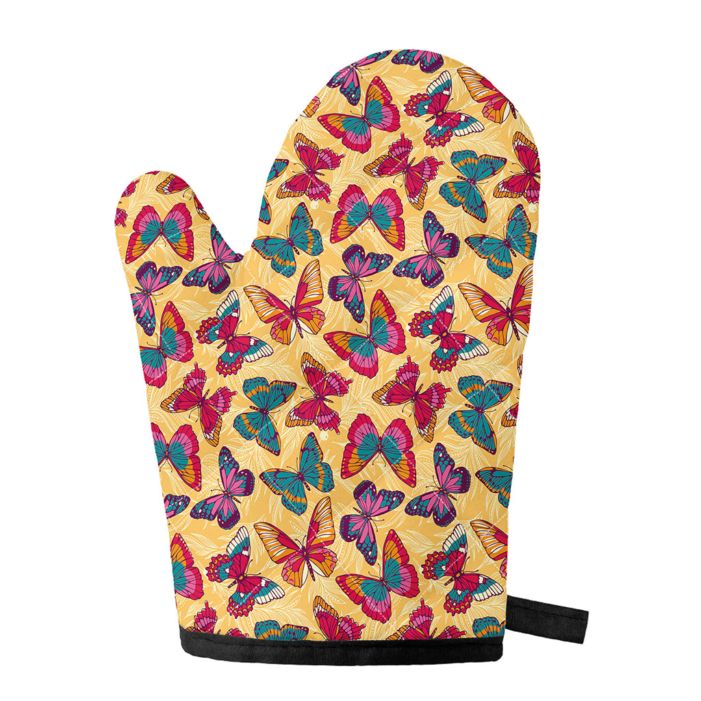 Retro Colorful Butterfly Pattern Print Single Oven Mitt