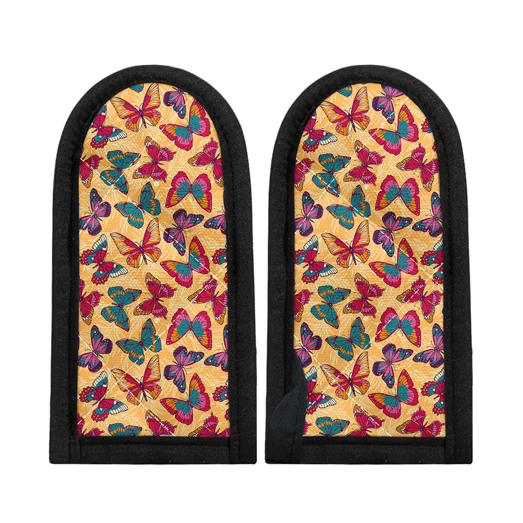 Retro Colorful Butterfly Pattern Print Skillet Handle Cover