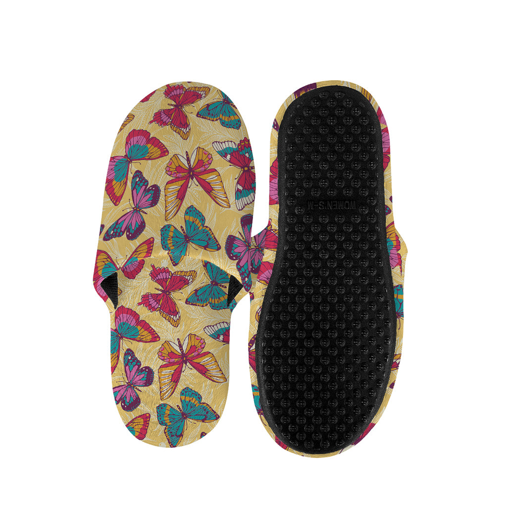 Retro Colorful Butterfly Pattern Print Slippers