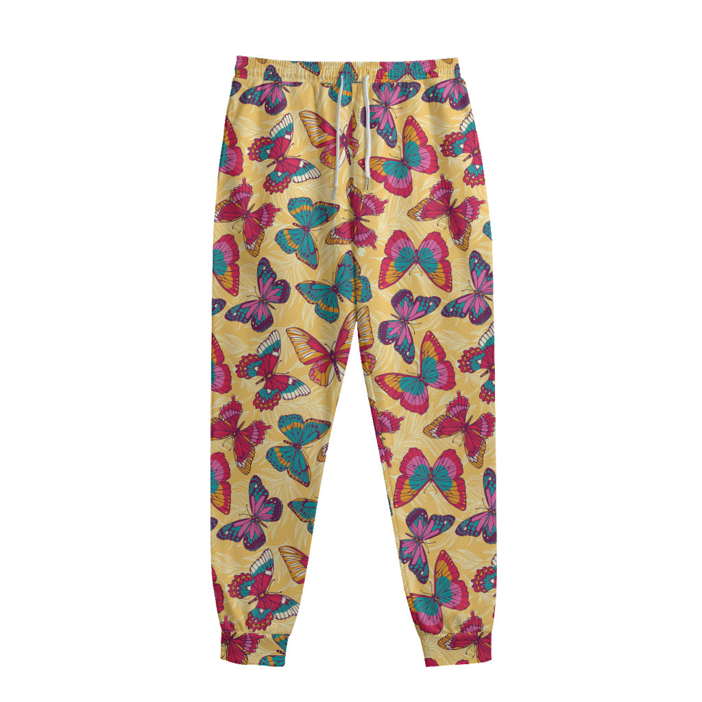 Retro Colorful Butterfly Pattern Print Sweatpants