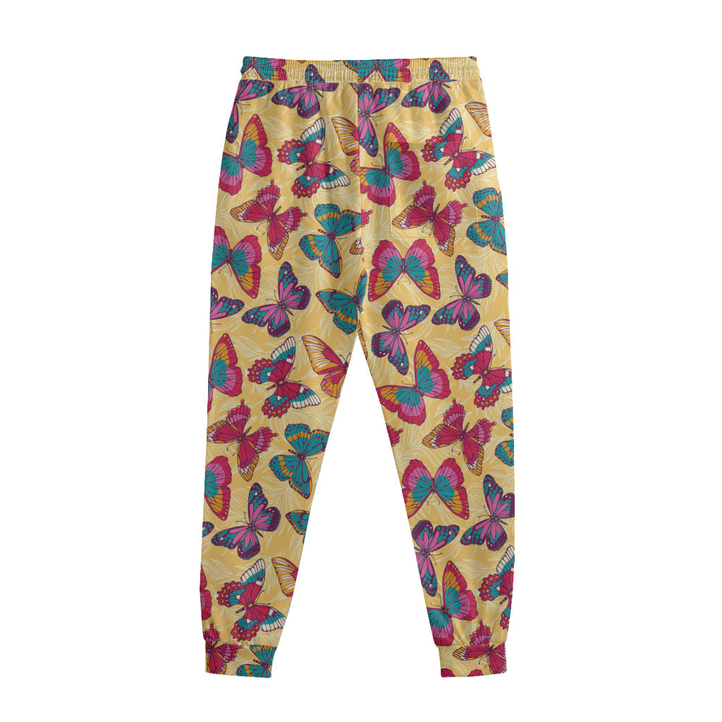 Retro Colorful Butterfly Pattern Print Sweatpants