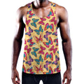 Retro Colorful Butterfly Pattern Print Men's Workout Tank Top