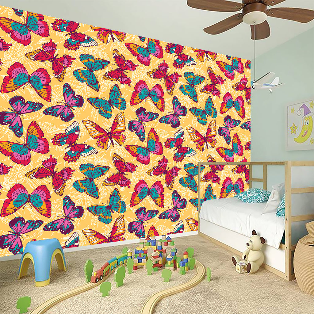 Retro Colorful Butterfly Pattern Print Wall Sticker