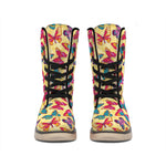 Retro Colorful Butterfly Pattern Print Winter Boots