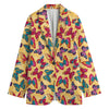 Retro Colorful Butterfly Pattern Print Women's Blazer