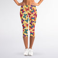 Retro Colorful Butterfly Pattern Print Women's Capri Leggings