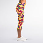 Retro Colorful Butterfly Pattern Print Women's Capri Leggings