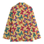 Retro Colorful Butterfly Pattern Print Women's Cotton Blazer