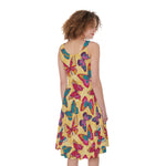 Retro Colorful Butterfly Pattern Print Women's Sleeveless Dress