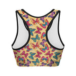 Retro Colorful Butterfly Pattern Print Women's Sports Bra