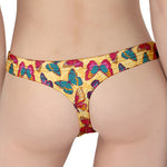 Retro Colorful Butterfly Pattern Print Women's Thong