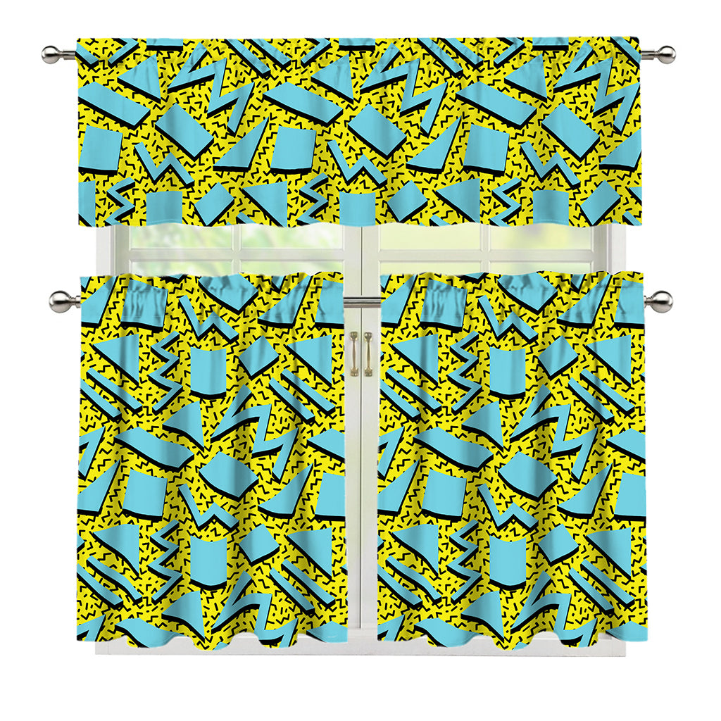 Retro Funky Pattern Print 3 Piece Kitchen Curtains