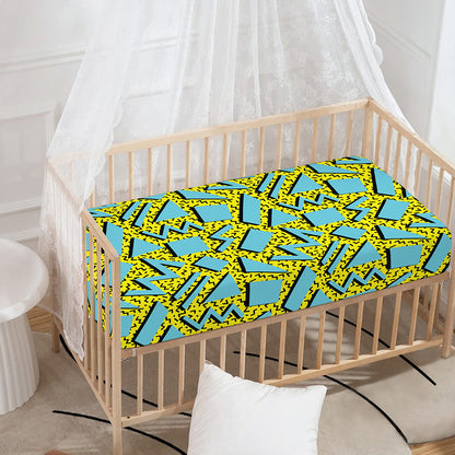 Retro Funky Pattern Print Baby Crib Sheet