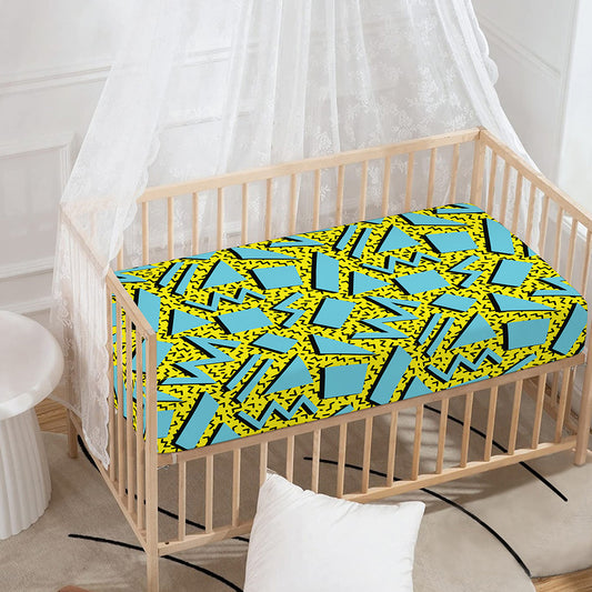 Retro Funky Pattern Print Baby Crib Sheet