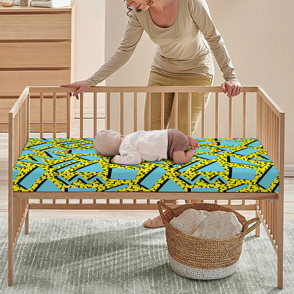 Retro Funky Pattern Print Baby Crib Sheet