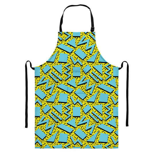 Retro Funky Pattern Print Bib Apron With Pocket