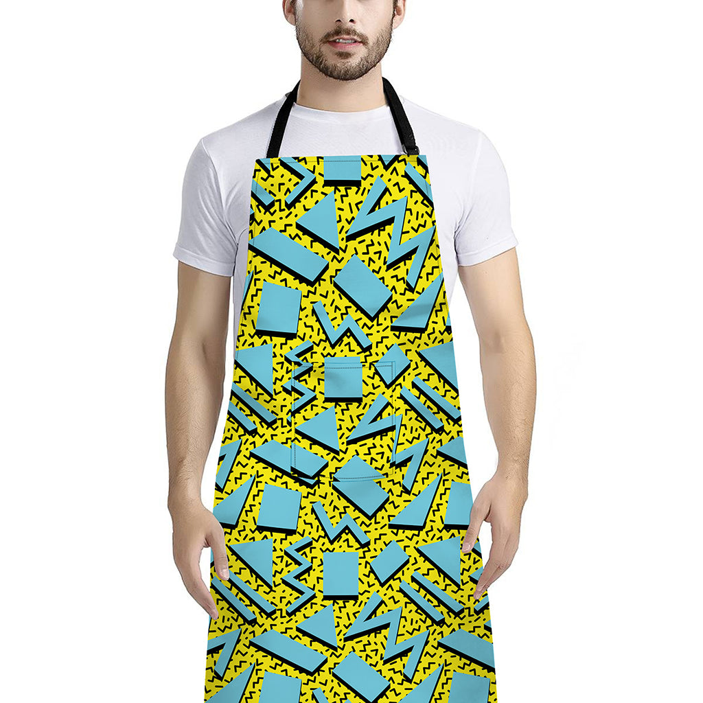 Retro Funky Pattern Print Bib Apron With Pocket