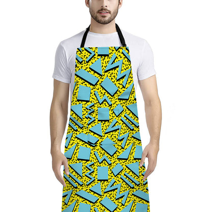 Retro Funky Pattern Print Bib Apron With Pocket