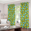 Retro Funky Pattern Print Dimout Grommet Curtains