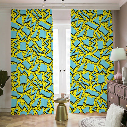 Retro Funky Pattern Print Blackout Pencil Pleat Curtains