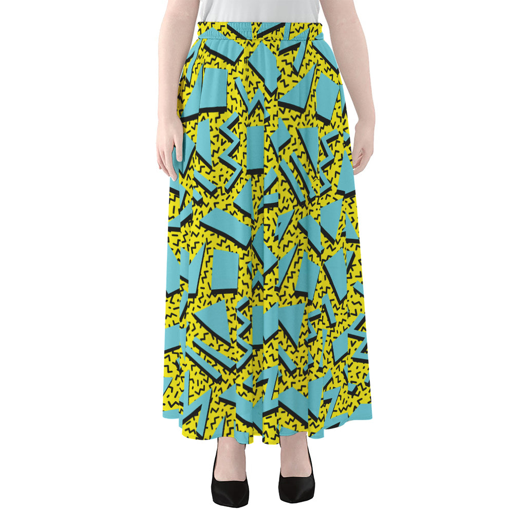 Retro Funky Pattern Print Chiffon Maxi Skirt