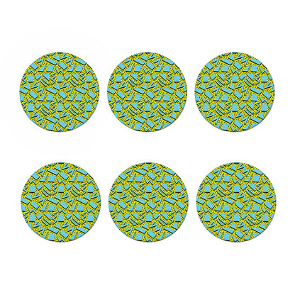Retro Funky Pattern Print Coaster Set