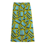 Retro Funky Pattern Print Cotton Front Slit Maxi Skirt