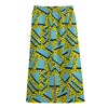 Retro Funky Pattern Print Cotton Front Slit Maxi Skirt